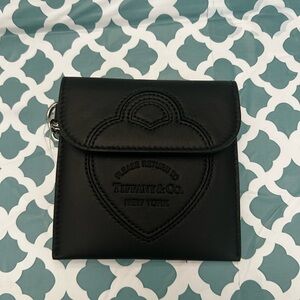 Tiffany & Co. Black Leather Heart Pouch